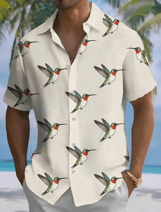 Men's Summer Casual Shirt, Simple Pattern Short Sleeved Shirt, Breathable Lightweight Top, Suitable for Daily Wear