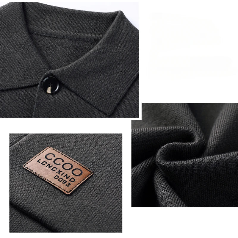 Autumn and Winter New Men's Long-Sleeved Sweater Youth Popularity Cardigan Men's Knitwear Sweater Lapel Youth Thin Coat