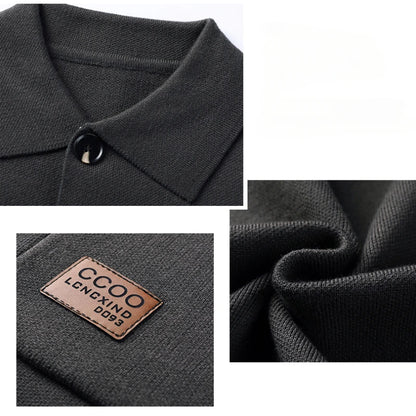 Autumn and Winter New Men's Long-Sleeved Sweater Youth Popularity Cardigan Men's Knitwear Sweater Lapel Youth Thin Coat