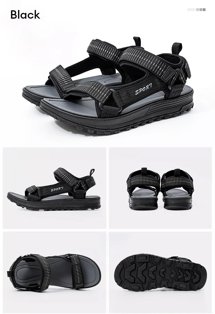 Summer Outdoor Sport Men Sandals Open Toe Breathable Casual Beach Shoe Black Antiskid Fashion Walking Sandalias