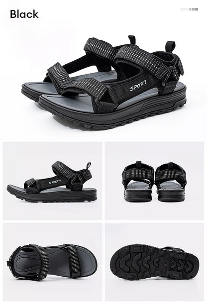 Summer Outdoor Sport Men Sandals Open Toe Breathable Casual Beach Shoe Black Antiskid Fashion Walking Sandalias