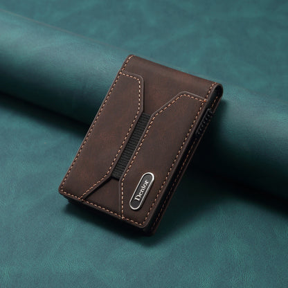 Denior Magsafe magnetic card bag,press type automatic pop-up multifunctional card box, can hold 6-10 credit cards leather wallet
