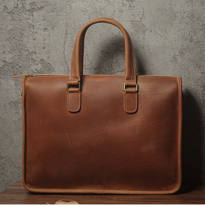 NUKA Men's Executive Briefcase High Quality Real Leather Business Handbag Retro Original Cowhide Shoulder Bag For 15 Inch Laptop