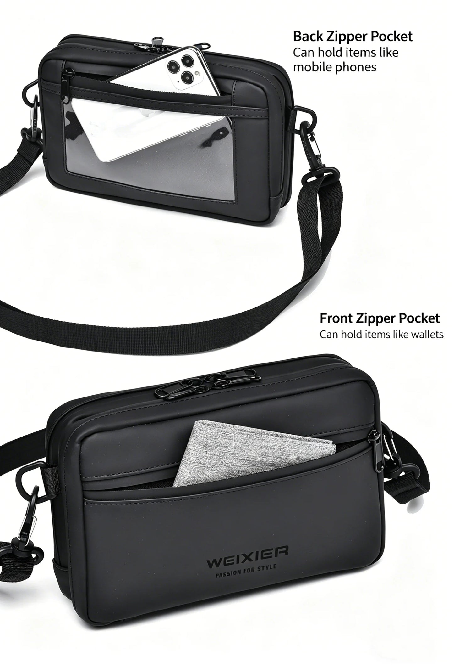 Fashionable Multi-Layer Shoulder Bag,Hand-Held Casual Crossbody Bag, Suitable for Commuting, Daily Use,Black Business Travel Bag