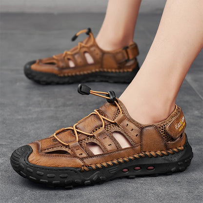 Anti-collision Toe Mens Soft Sole Summer Flats Sandals New Slippers Breathable Beach Shoes Outdoor Casual Shoe Large Size 38-48