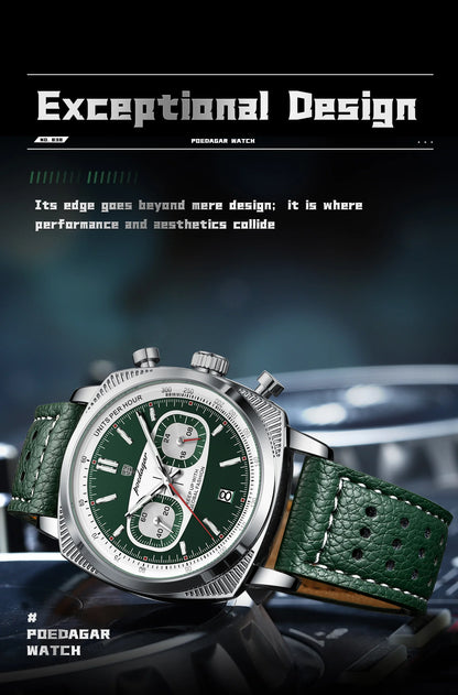 POEDAGAR Original Fashion Men Clock Luminous Waterproof Chronograph Date Watch For Man Luxury Leather Quartz Men's Watches Reloj