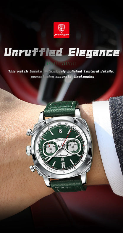 POEDAGAR Original Fashion Men Clock Luminous Waterproof Chronograph Date Watch For Man Luxury Leather Quartz Men's Watches Reloj
