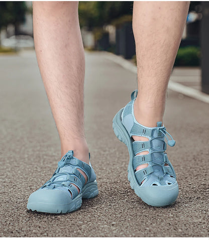 Fashion Men's Casual Mesh Outdoor Beach Sandals Light Breathable Shoe for Men Anti-slip Waterproof Sandal Man Comfortable Shoes