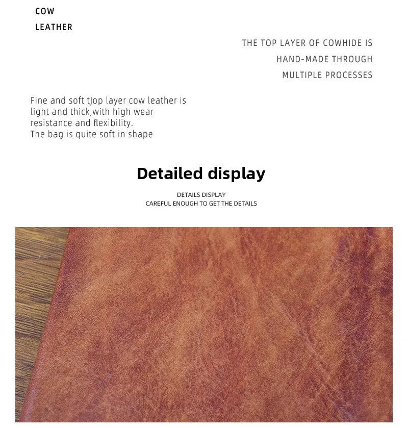 Large Capacity Men Wallet Vintage Genuine Cow Leather Handbag Card Holder Phone Pocket High Quality Handmade Male Money Clips