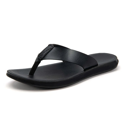 2023 New Italian Leather Flip-flops For Men Cool Beach Summer Shoes Hotel Slippers Man Big Size 47 Light Flats Luxe Men's Shoes