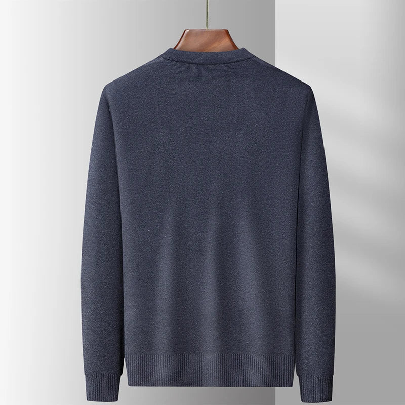 Dad's Sweater Cardigan Jacket Thickened Autumn and Winter Knitted Casual Thick Style Middle-aged and Elderly Men's Top