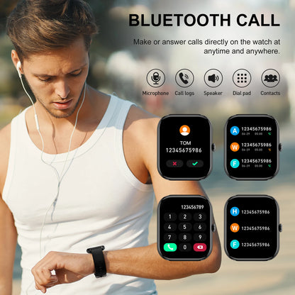 Jxrev Smart Watch, 1.85" Sports Watch for IP68 Waterproof, 110+ Sport Modes, Fitness Activity Tracker, Ultra Thin Watch.