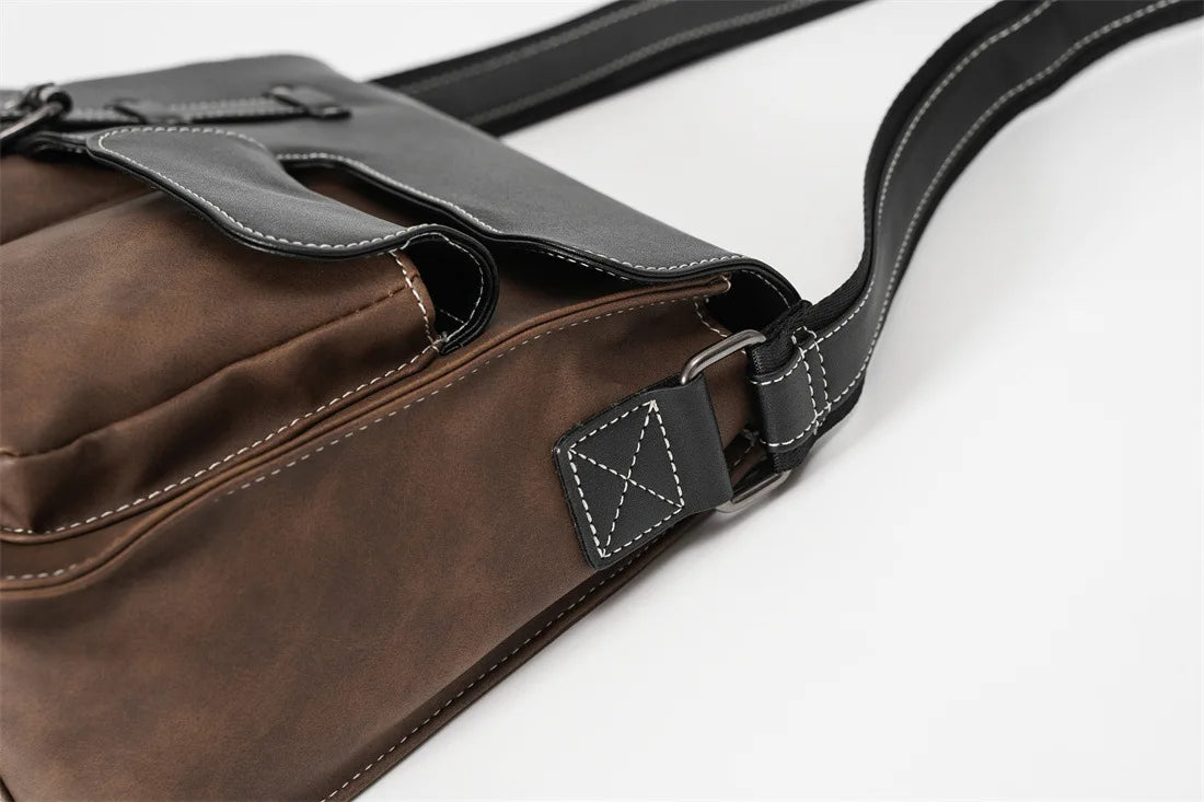 Vintage Men's Crossbody Bags Fashion Brand Design Shoulder Messenger Bag Men Falp Pockets Crossbody Bag Leather Square Satchels