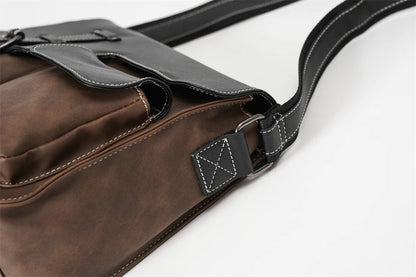 Vintage Men's Crossbody Bags Fashion Brand Design Shoulder Messenger Bag Men Falp Pockets Crossbody Bag Leather Square Satchels