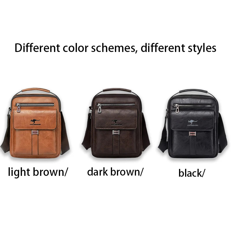 Compact Men's Leather Crossbody Bag, Lightweight Shoulder Bag with Multiple Pockets, Ideal for Travel and Commute Rugged Men's