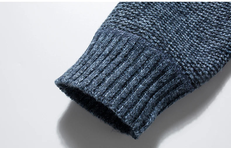 Men's Knitted Cardigan Coat Korean Slim Fit Trendy Sweater Autumn Winter Zip Up Mens Fleece Lined Top Clothing