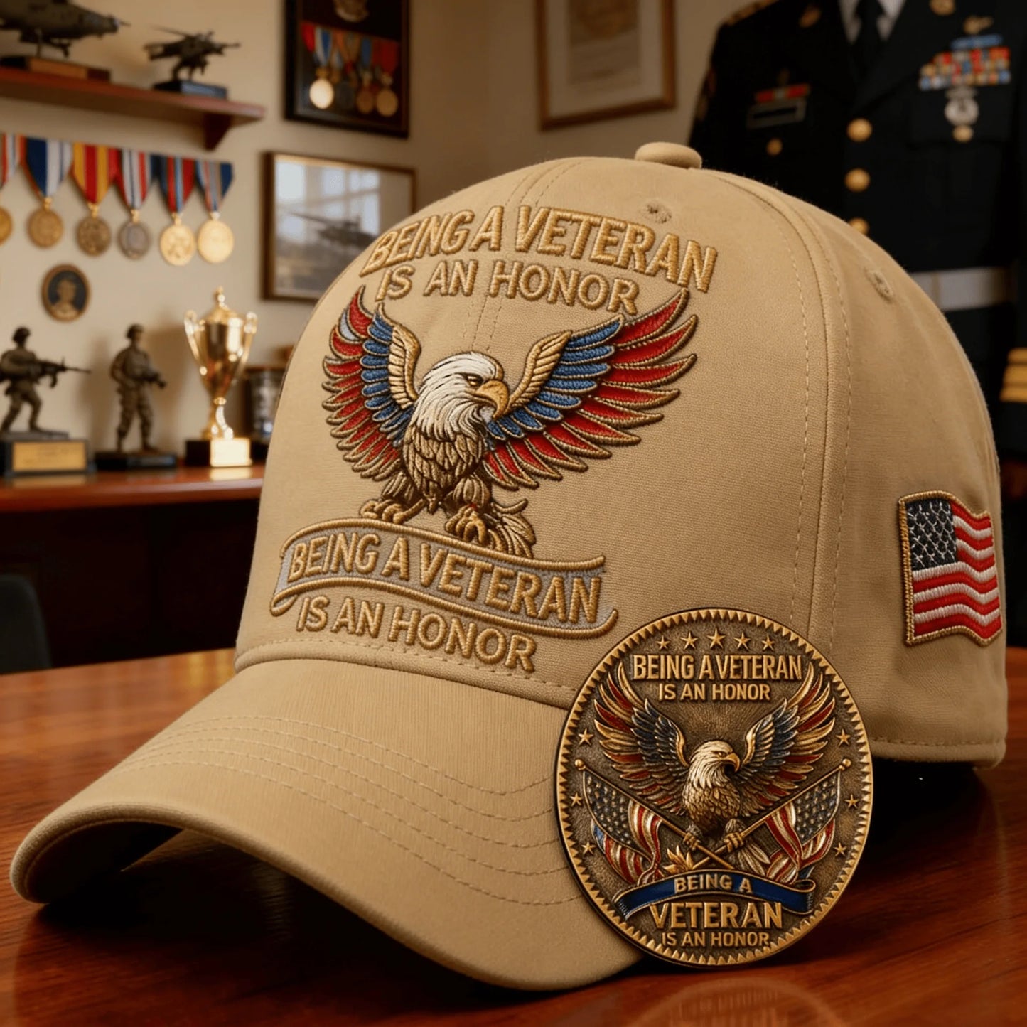 United States 250th Anniversary Cap Adjustable Washed Cotton Baseball Cap Vintage Tribute Eagle Printed Patriotic Trucker Hat