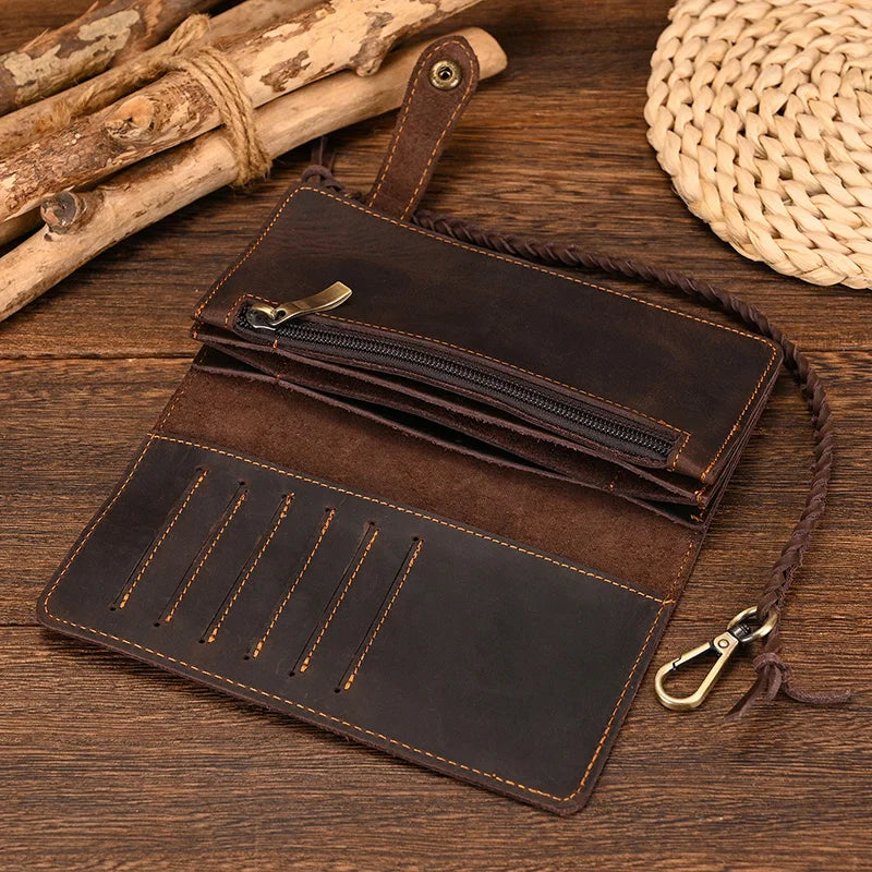 Newsbirds Genuine Leather Long Wallet Wrist Belt Strap Chain Wallet Christmas Gift Wallet gift men woman wallets Clip Purse