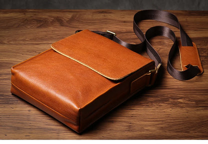 NUKA Men's Genuine Leather Shoulder Bag Retro Flap Crossbody Bags Casual Trend Satchel High Quality Luxury Cowhide Messenger Bag