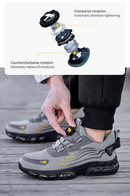 Botones giratorios zapatos de Seguridad masculinos, zapatos de trabajo,  botas de Seguridad Anticoagulantes  Tactical Boots