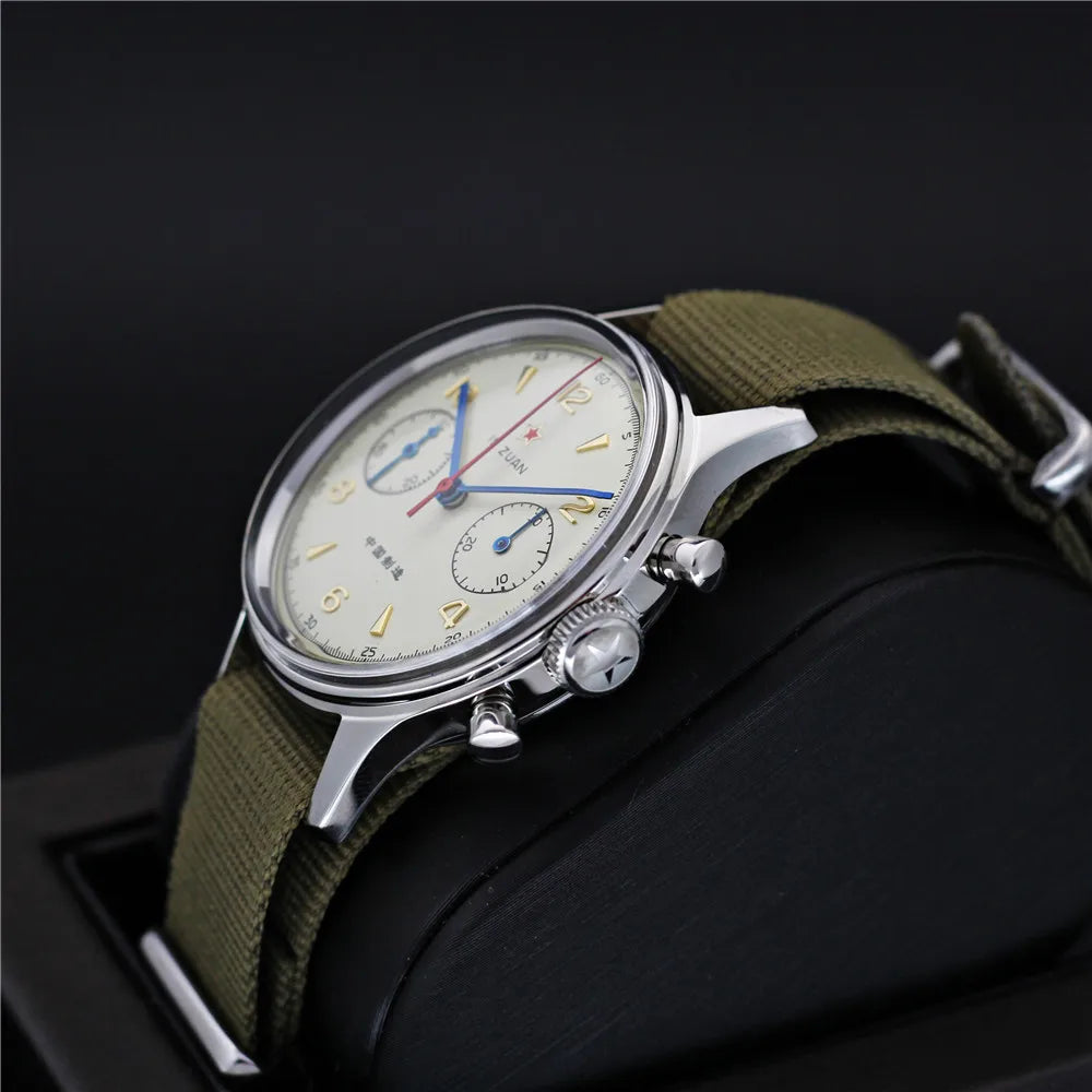 Red Star Retro 1963 Chronograph ST1901 Hand Winding Movement Air Force Pilots Aviation Sapphire Men Mechanical Watch Waterproof