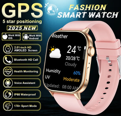 New For Android iOS Outdoor GPS SmartWatch Men 2.01" HD AMOLED Compass 420mAh 178+Sport Mode Waterproof Bracelet Smartwatch 2026