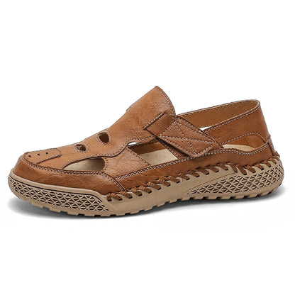 Male Casual Leather Summer Shoes Versatile Men's Sandals Durable Handmade Stitching Besch Shoes Non Slip Roma Footwear Sandals