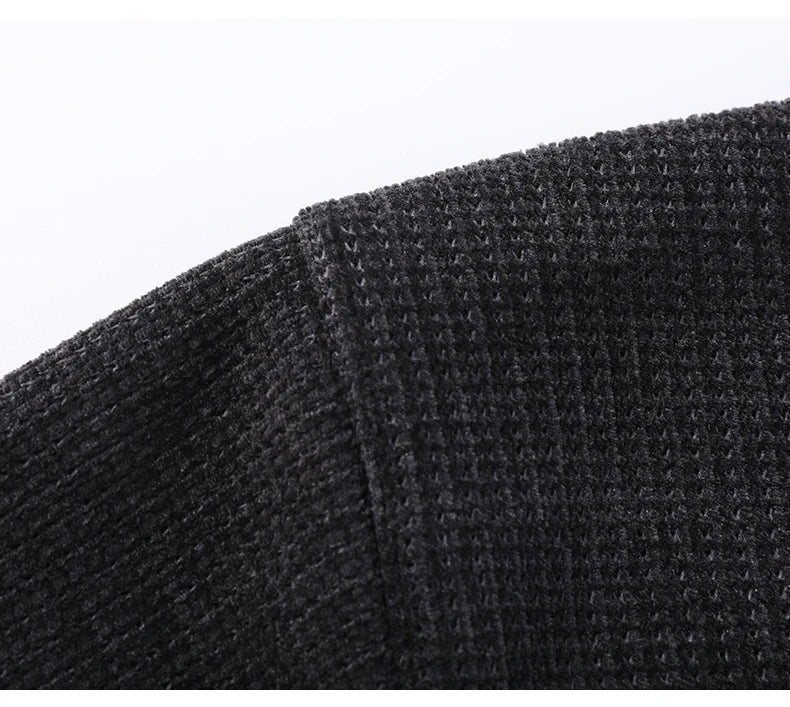 Fleece-Lined Knitted Pullover Sweater Casual Jumper for Men Insulated Warm Long Sleeve Thick Material Round Neck Design