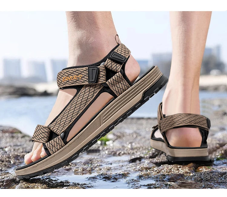 Summer Outdoor Sport Men Sandals Open Toe Breathable Casual Beach Shoe Black Antiskid Fashion Walking Sandalias