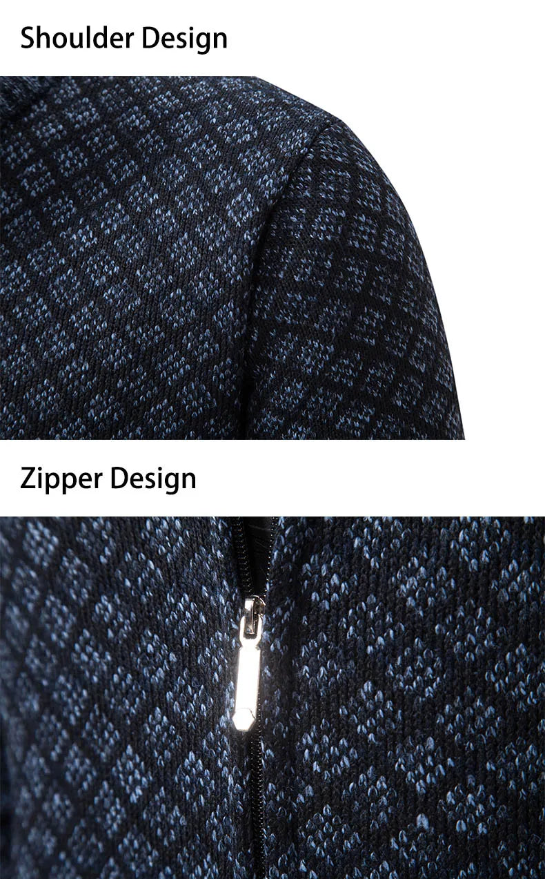 Men's Knitted Cardigan Coat Korean Slim Fit Trendy Sweater Autumn Winter Zip Up Mens Fleece Lined Top Clothing