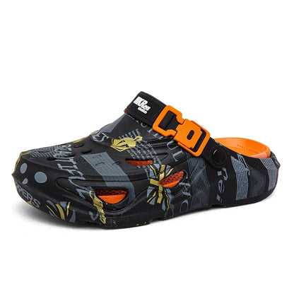 Men's Sports Sandals Summer Eva Light Soft Comfortable Men's Beach Sandals Fashion Platform Buckle Slip-on Graffiti Slippers