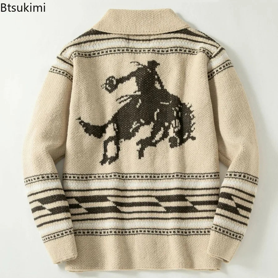 2026 Autumn Winter Men's Christmas Sweater Coat Thick Warm Sweater Cardigan Jumpers Zipper Coat with Pocket Men Knitted Sweater