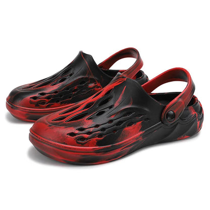Outdoor Men's Summer Sandals Breathable EVA camouflage Slip-On Casual Shoes round Toe Flat Heel Color Block Pattern