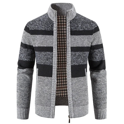 Autumn Winter Sweater Men Warm Cashmere Cotton Blended Pullovers Cardigan Men Fashion Casual Stand Collar Breathable Men Jackets