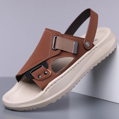 Men's Summer Outdoor Driving Sandals Comfortable Breathable Anti-slip Thick Bottom Two-Way Beach Slippers-WC20253