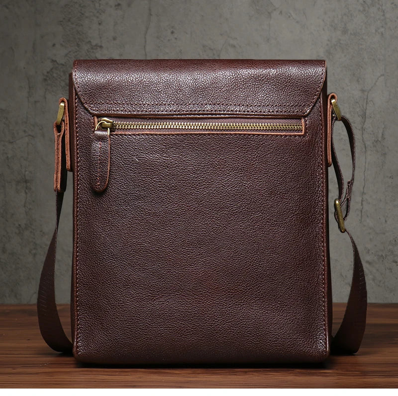 NUKA Men's Genuine Leather Shoulder Bag Retro Flap Crossbody Bags Casual Trend Satchel High Quality Luxury Cowhide Messenger Bag