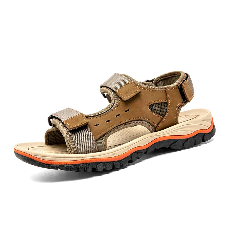 Brand Summer Men's Sandals Genuine Leather Men Slippers Gladiator Men Beach Sandals Soft Comfortable Outdoors Wading Shoes 38-47