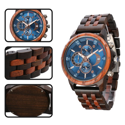 Man's Watches Wooden Watch Strap Hand Watch Quartz Wrist Watch for Men Chronograph  Luxury Brand montre homme Gift Drop Shipping