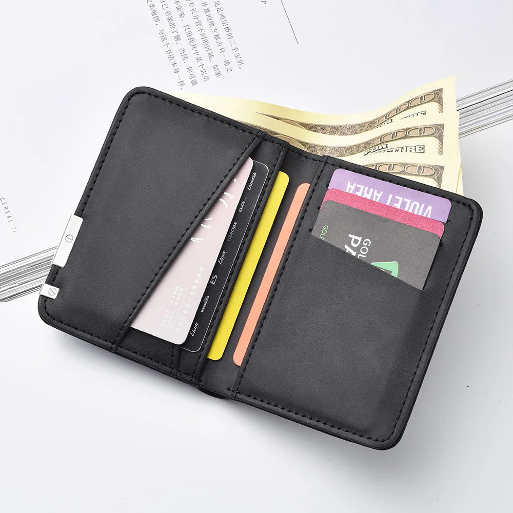 Men's Black Mini Wallet with Multiple Card Slots Dragon Pattern Simple Casual Design High-Quality Leather
