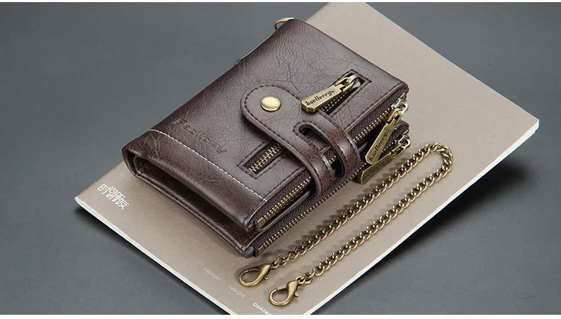 New Men Wallets Name Engraving 11 Card Holders Men Short Purse Double Zipper Coin Pocket High Quality Male Purse Cartera