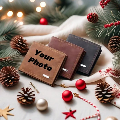 Custom Engraved Exclusive Personalized Photo Faux Leather Wallet - Men And Women/Couples/Parents/Gifts Universal,