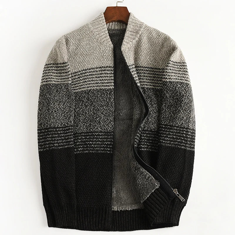 Men's Winter Thick Warm Snow Cotton Cardigan Sweater Rainbow Color plus Size 5XL 6XL 7XL Sweatcoat for Cold Weather