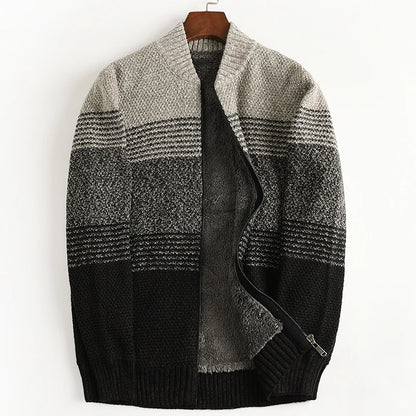 Men's Winter Thick Warm Snow Cotton Cardigan Sweater Rainbow Color plus Size 5XL 6XL 7XL Sweatcoat for Cold Weather