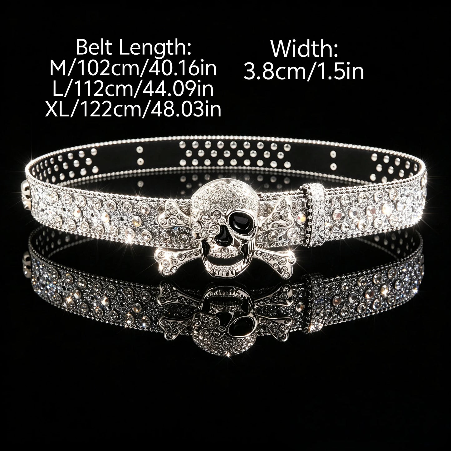 1pc men's American dark style skull buckle belt, rhinestone punk decorative belt, suitable for casual wear