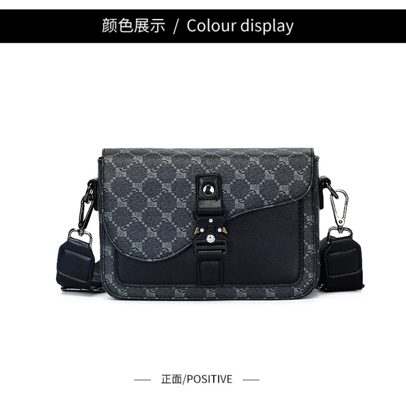 High-End Casual Shoulder Bag for Commuting Business Waterproof Daily Sling Bag Fashionable Jacquard Pattern Men's Crossbody Bag