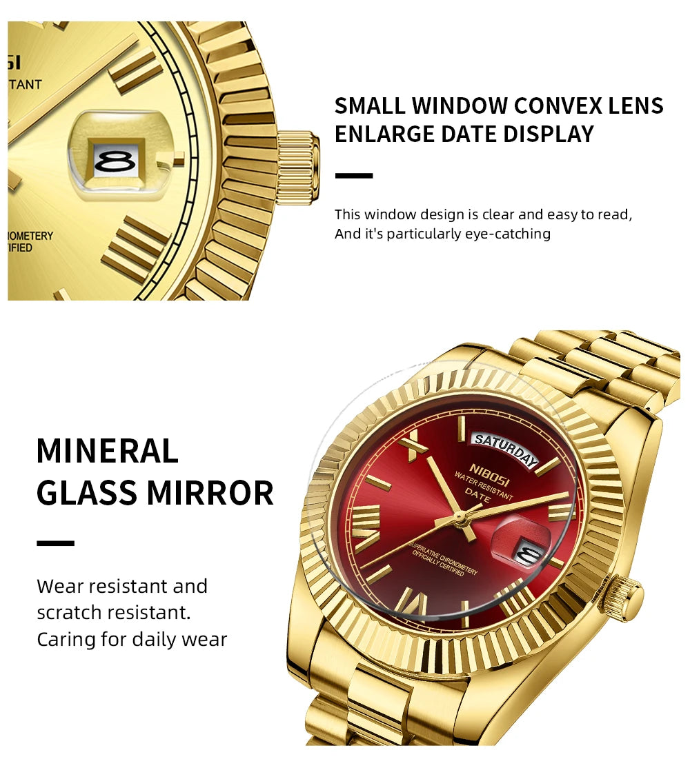NIBOSI Fashion Watch Men Day Date Miyota Quartz Men Watch Top Brand Luxury Wristwatch Waterproof Steel Male Clocks Reloj Hombre