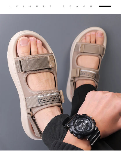 Men's Roman Sandals Summer Outdoor Sports Slip-On Shoes Anti-Slip Breathable Soft Bottom Casual Beach Shoes-WC20258