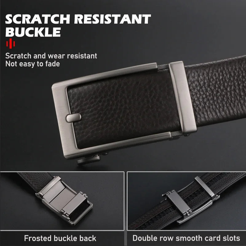 Premium Top Layer Cowhide Men'S Belt - Soft, Durable & Stylish With Automatic Alloy Buckle For Business Wear