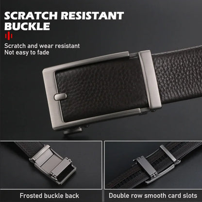 Premium Top Layer Cowhide Men'S Belt - Soft, Durable & Stylish With Automatic Alloy Buckle For Business Wear