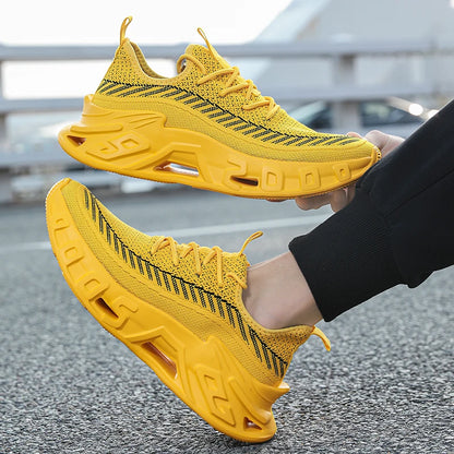 Trendy Men's Easiest for Match Breathable New Sports Shoes - Breathable Woven Upper with Striped Design, Lightweight and Plaid, Sports Shoes for Running, and Training Wear